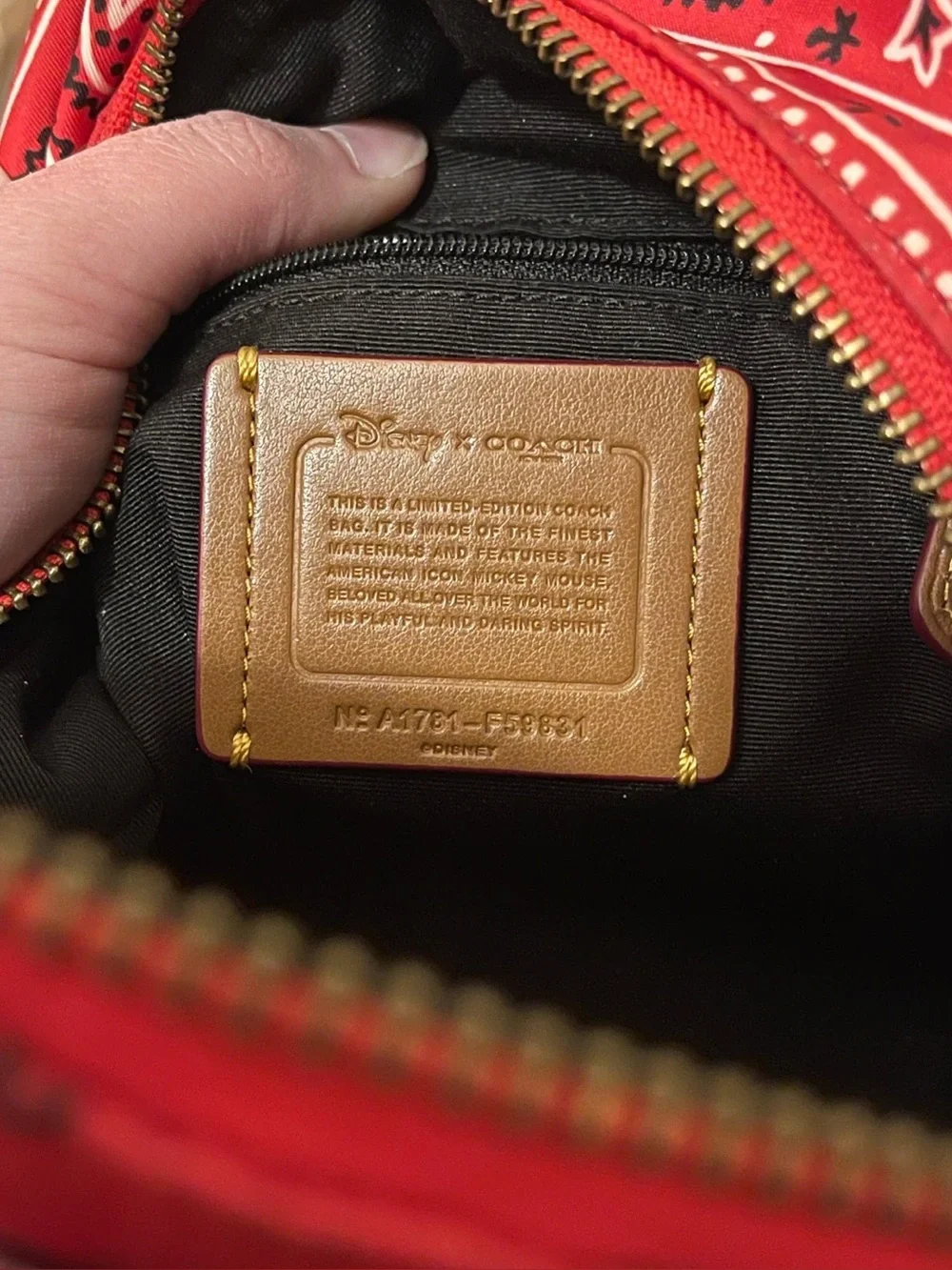 Disney x Coach Red Bandana Print Mickey Mouse Mini Charlie Backpack